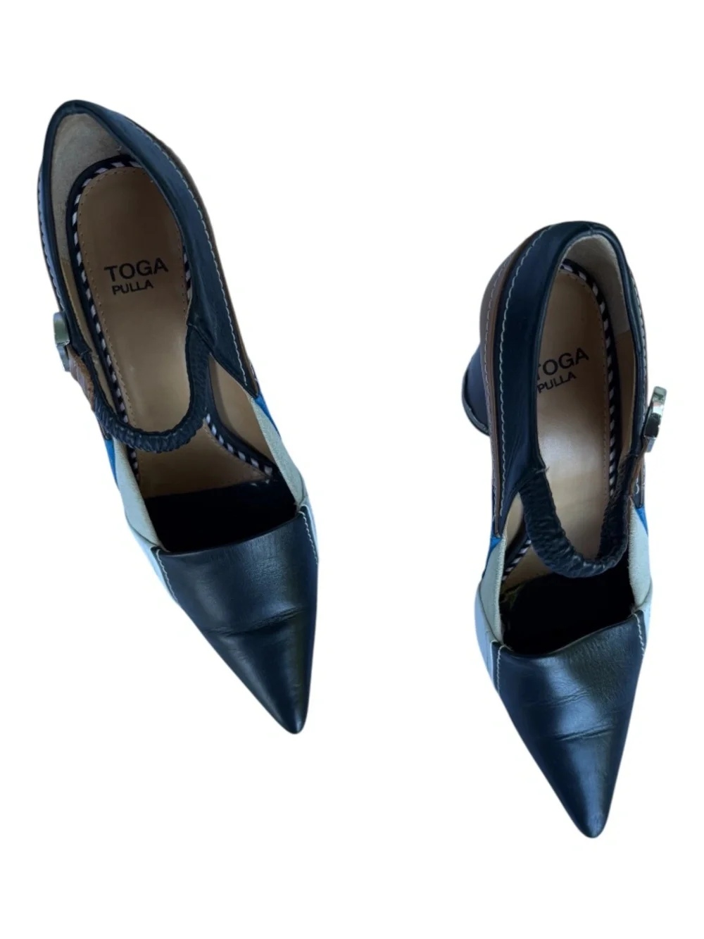 TOGA Pulla Multicolor Patchwork Leather Pointed-Toe Pumps | 37